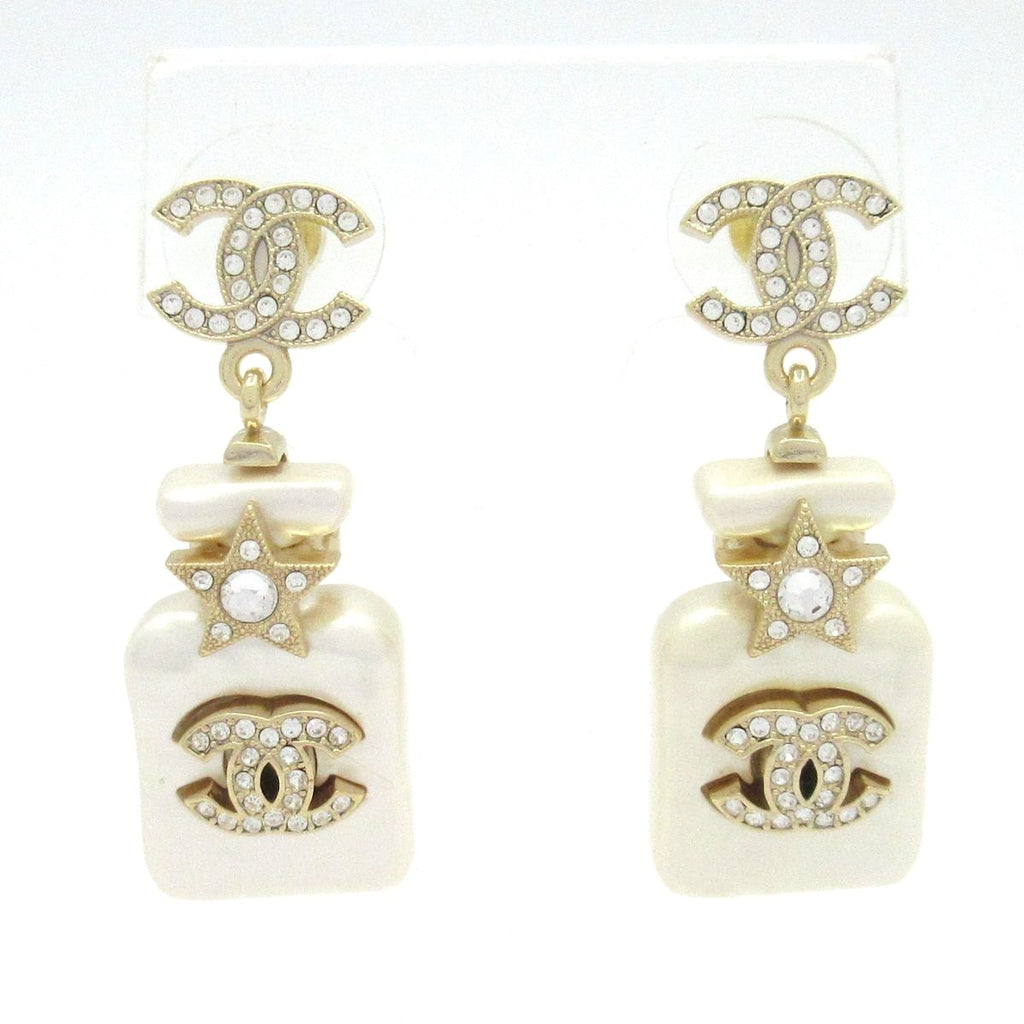 Chanel Earrings CC Logo Gold White Star