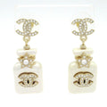 Chanel Earrings CC Logo Gold White Star