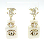Chanel Earrings CC Logo Gold White Star