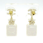 Chanel Earrings CC Logo Gold White Star — view 3