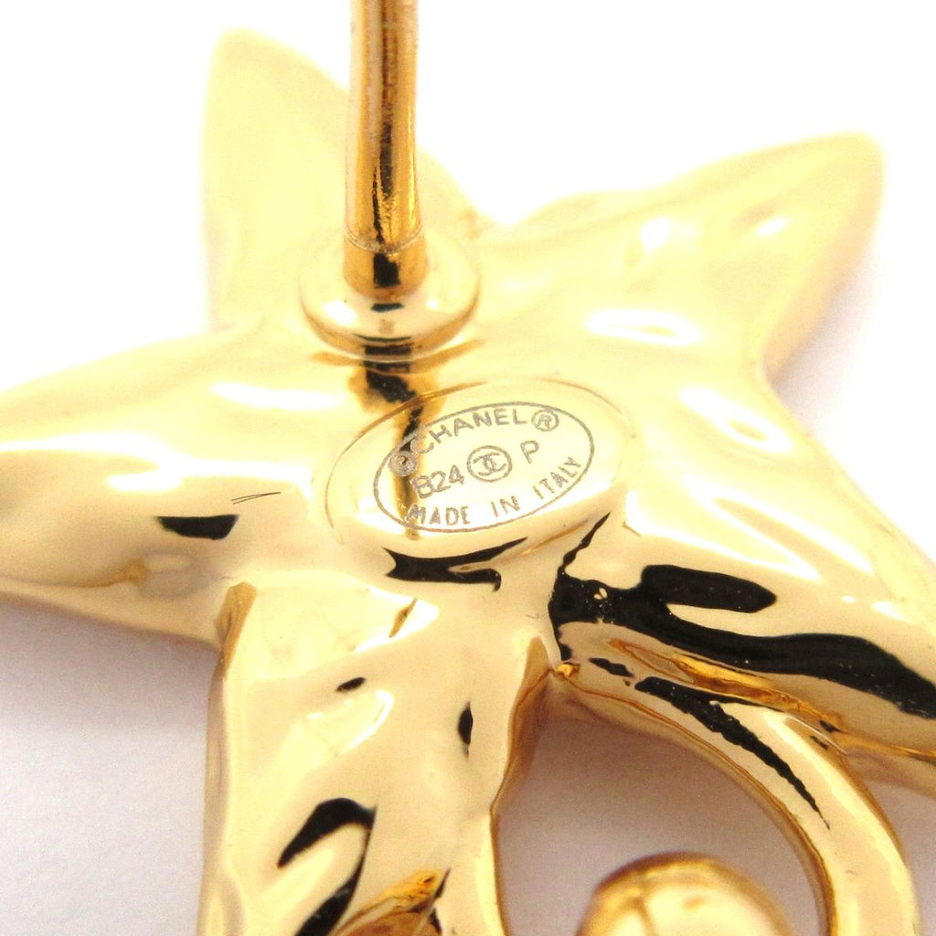 Chanel Earrings CC Logo Gold Black Star — view 5