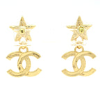Chanel Earrings CC Logo Gold Black Star — view 3