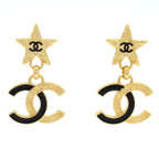 Chanel Earrings CC Logo Gold Black Star
