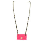 Chanel Necklace Leather Pink Gold Black Bag Motif — view 2