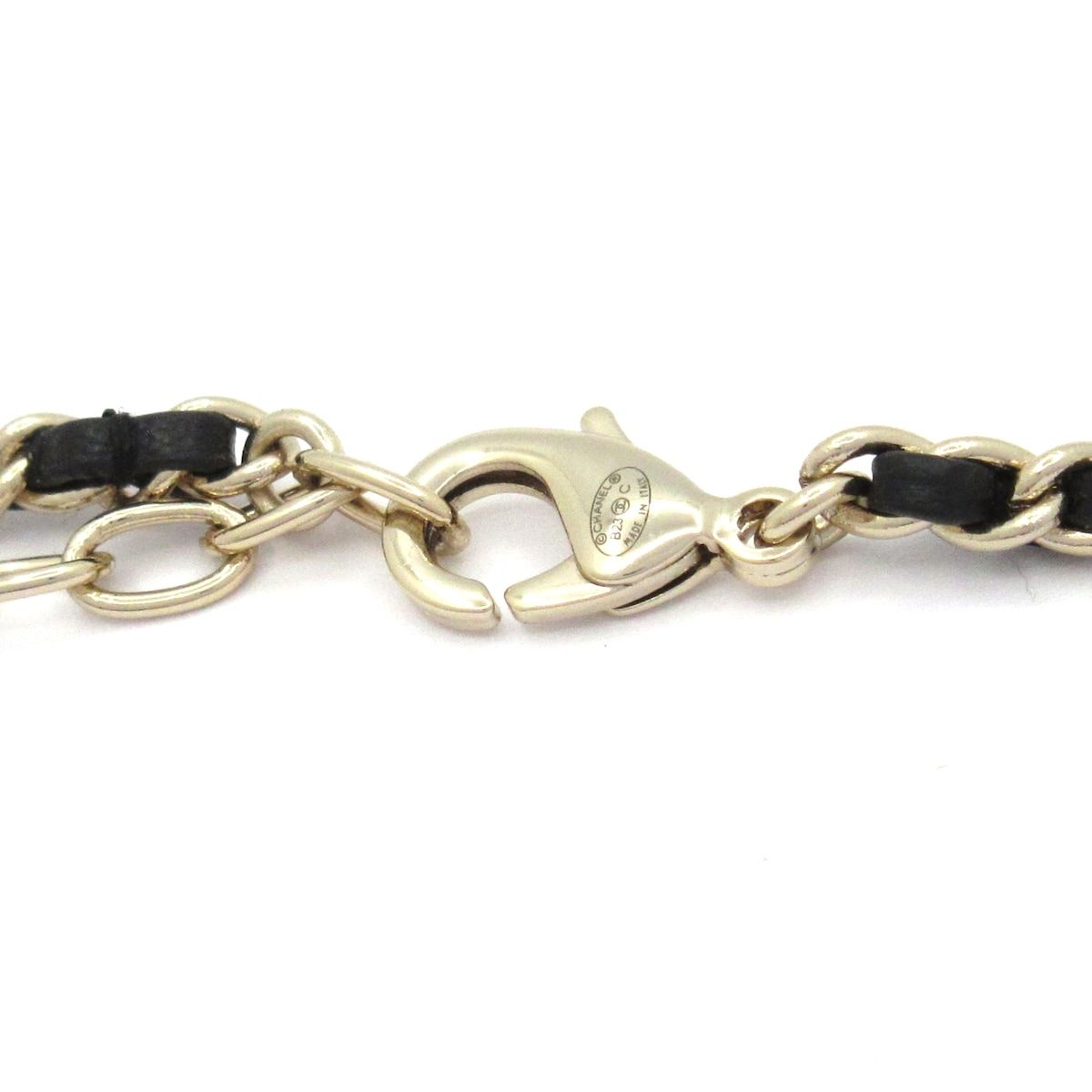 Chanel Necklace Leather Pink Gold Black Bag Motif — view 4