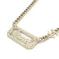 Chanel Necklace Gold Clear White Logo Plate