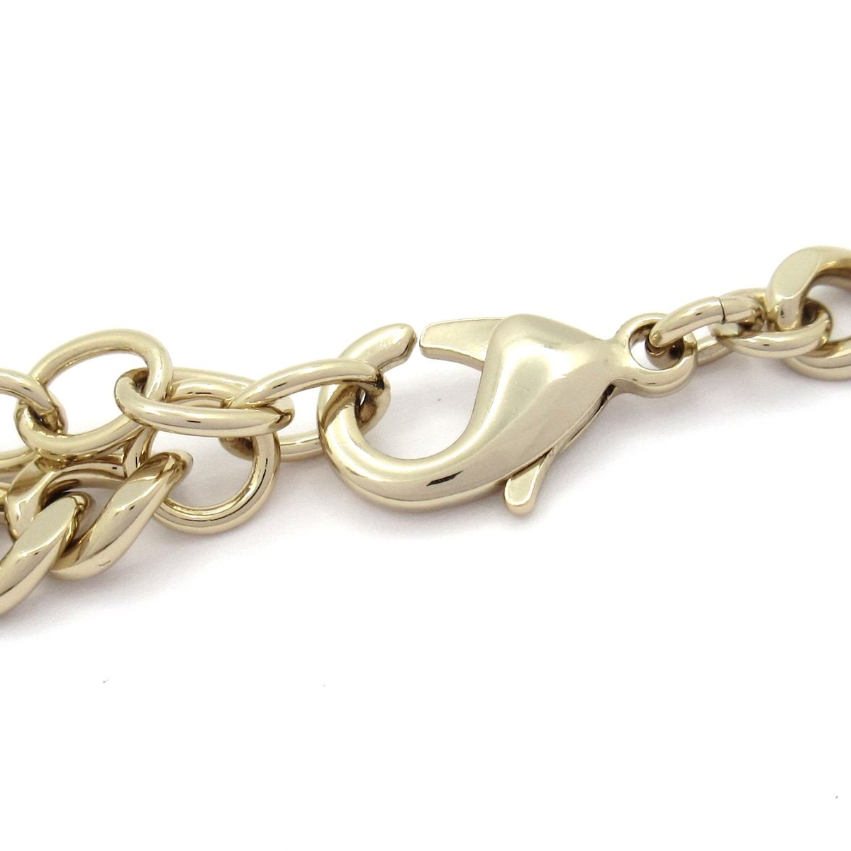 Chanel Necklace Gold Clear White Logo Plate — view 4