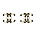 Chanel Earrings CC Logo Gold Black White