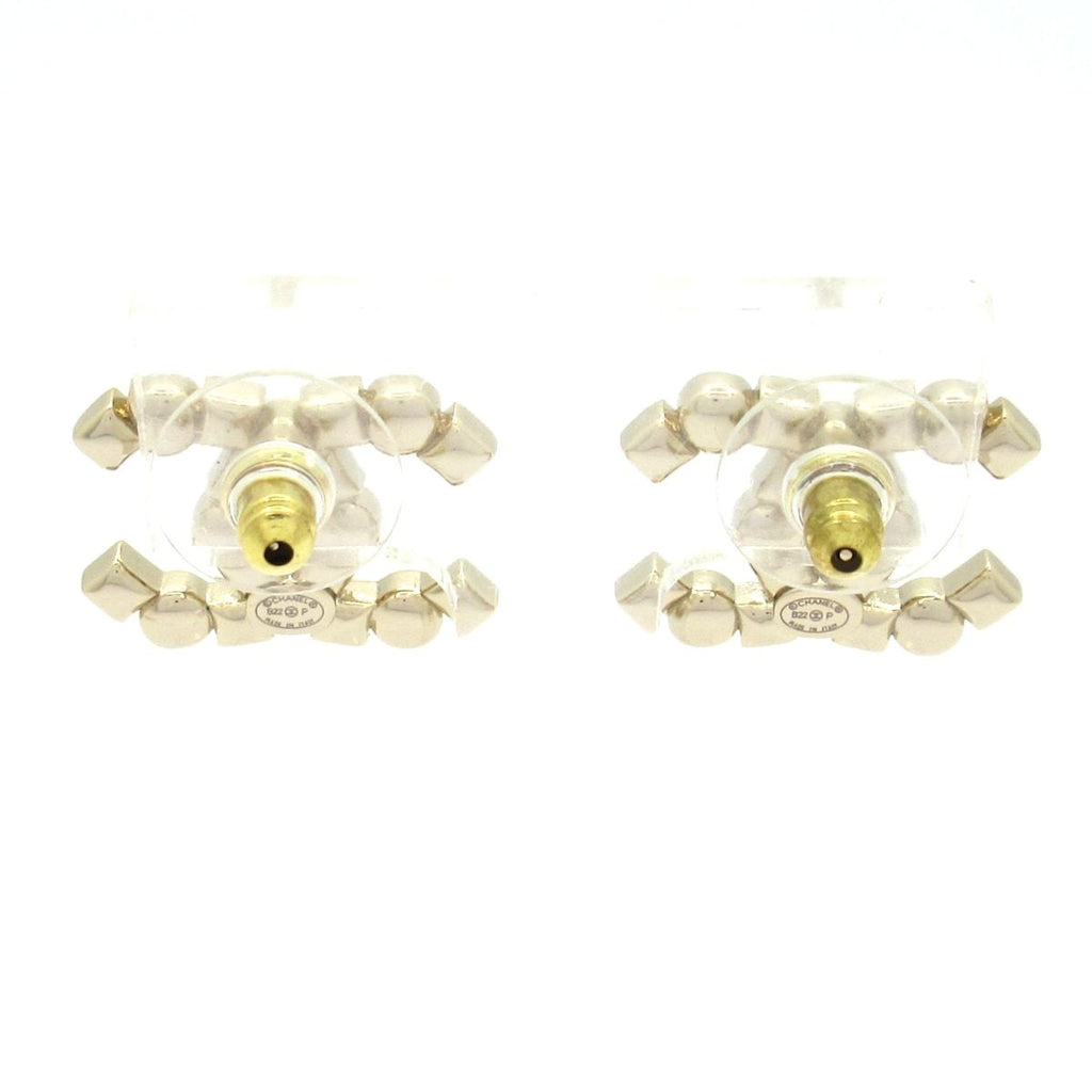 Chanel Earrings CC Logo Gold Black White — view 3