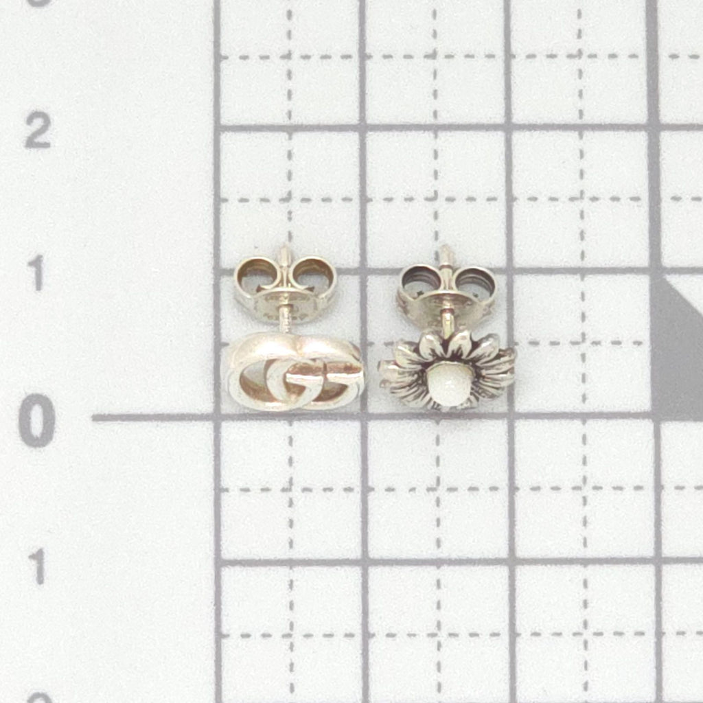 Gucci Double Studded Earrings Both Ears Flower with Mother of Pearl Inlaid in — view 9