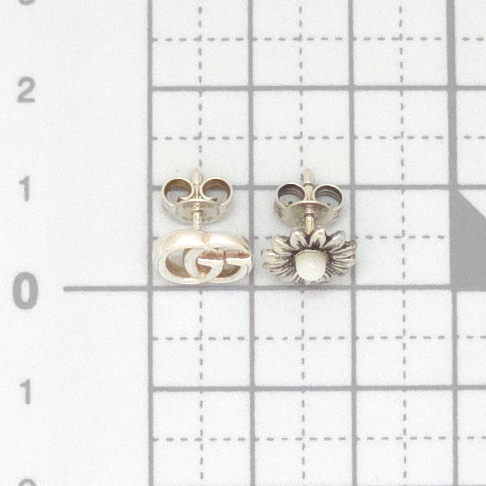 Gucci Double Studded Earrings Both Ears Flower with Mother of Pearl Inlaid in — view 9
