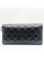 Chanel Lambskin Quilted Leather Wallet Chain Flap Black Purse Tote