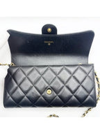 Chanel Lambskin Quilted Leather Wallet Chain Flap Black Purse Tote