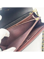 Chanel Lambskin Quilted Leather Wallet Chain Flap Black Purse Tote