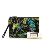 Gucci Tropical Print Clutch Black Green Leather — view 7