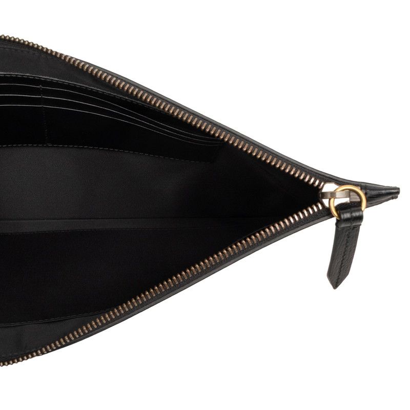 Gucci Tropical Print Clutch Black Green Leather — view 5