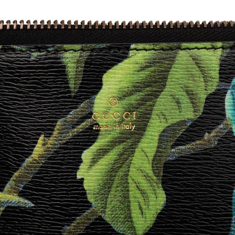 Gucci Tropical Print Clutch Black Green Leather — view 4