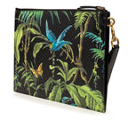 Gucci Tropical Print Clutch Black Green Leather — view 2