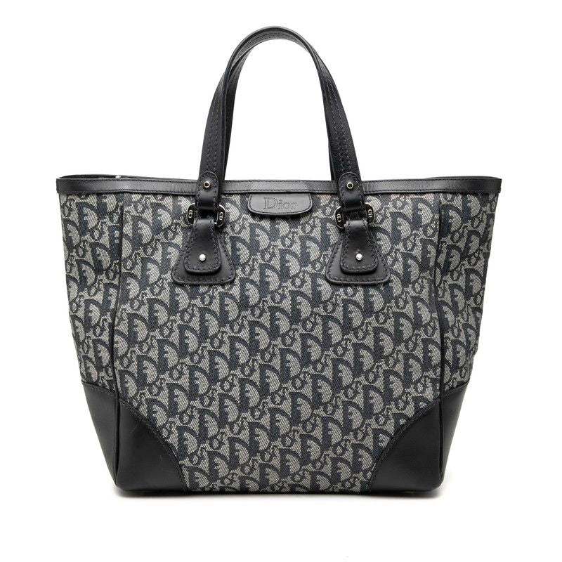 Dior Trotter Tote Navy Canvas Leather