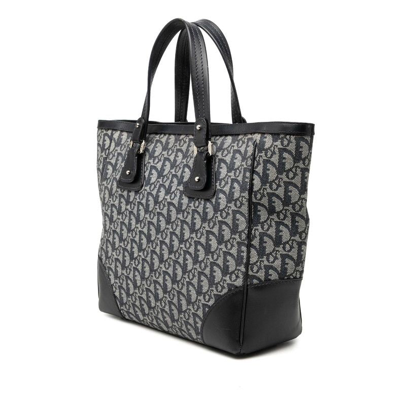 Dior Trotter Tote Navy Canvas Leather — view 2