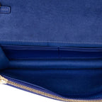 Fendi FF Logo Crossbody Chain Wallet Shoulder Bag Flap Blue Leather — view 4