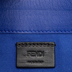 Fendi FF Logo Crossbody Chain Wallet Shoulder Bag Flap Blue Leather — view 5