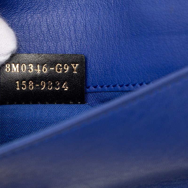 Fendi FF Logo Crossbody Chain Wallet Shoulder Bag Flap Blue Leather — view 6