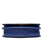 Fendi FF Logo Crossbody Chain Wallet Shoulder Bag Flap Blue Leather — view 3