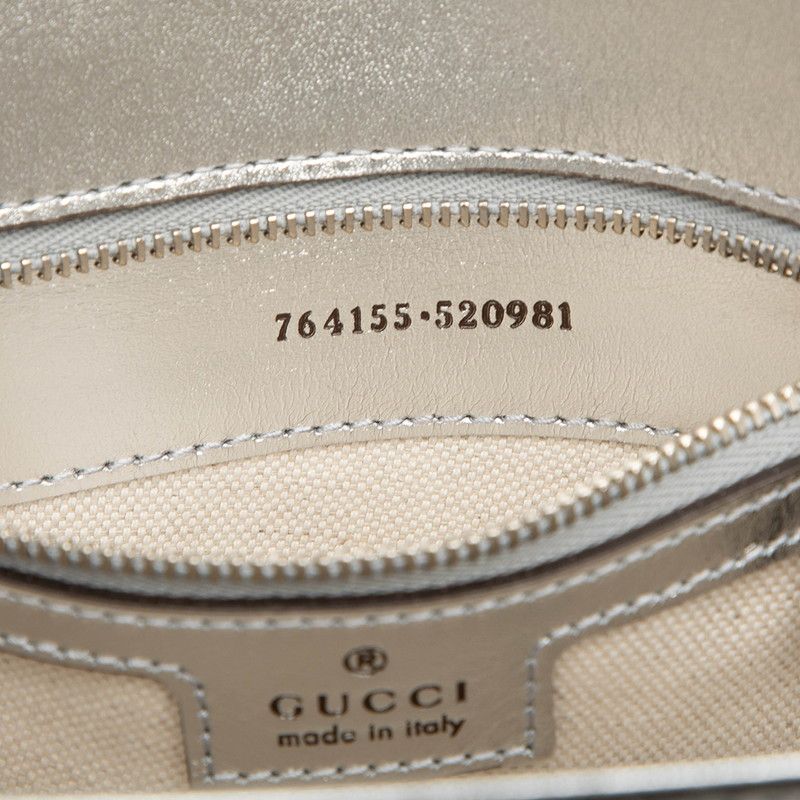 Gucci Horsebit Shoulder Bag Silver Leather — view 6