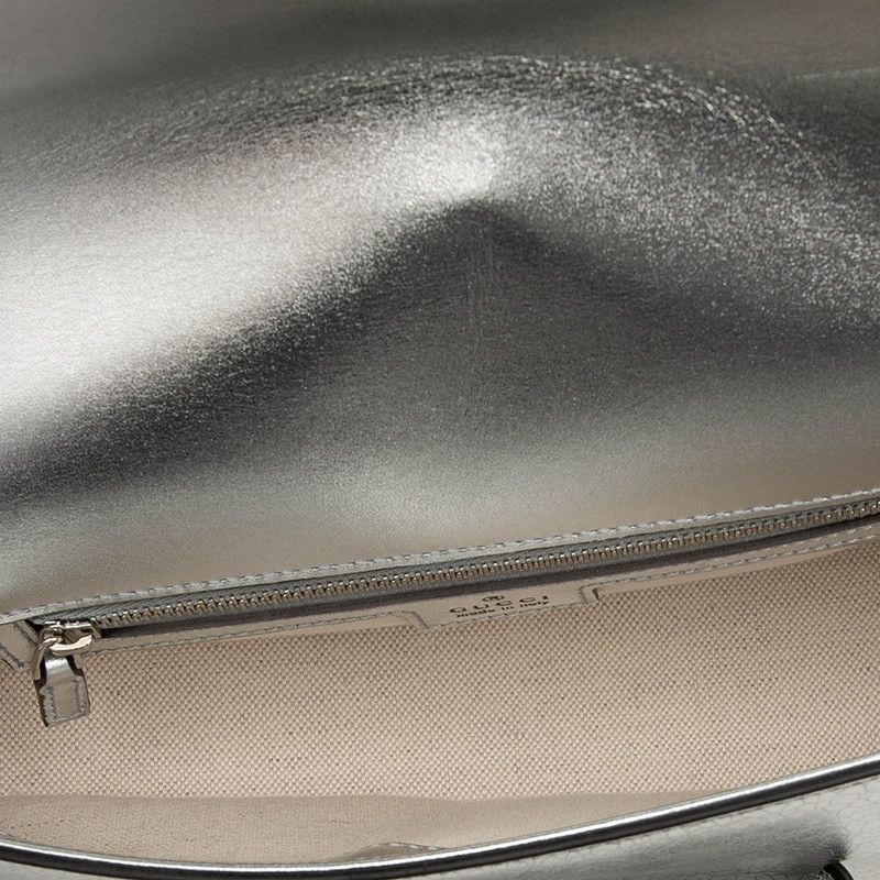 Gucci Horsebit Shoulder Bag Silver Leather — view 4