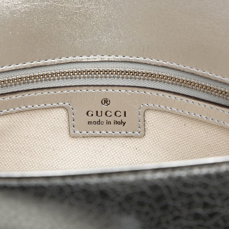Gucci Horsebit Shoulder Bag Silver Leather — view 5