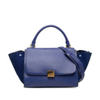 Celine Trapeze 2-Way Shoulder Bag Tricolor Blue Suede Leather