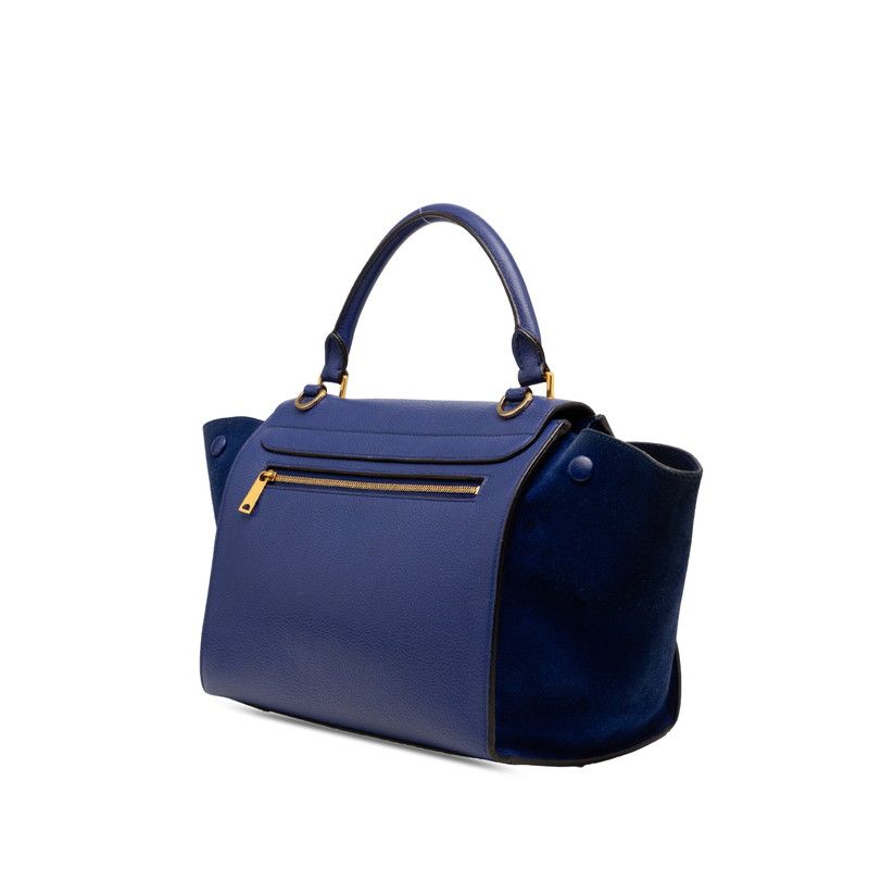 Celine Trapeze 2-Way Shoulder Bag Tricolor Blue Suede Leather — view 2