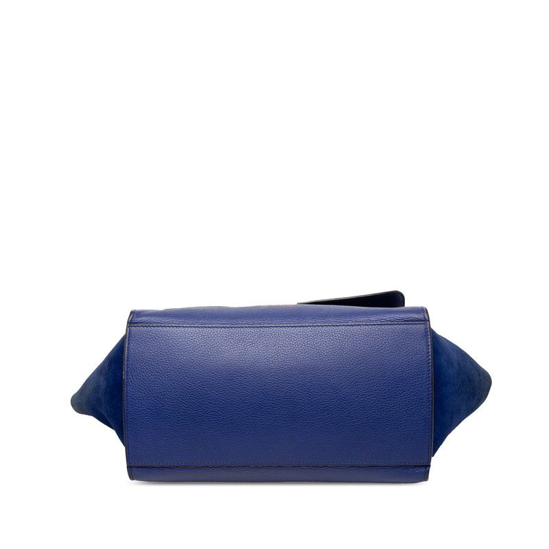 Celine Trapeze 2-Way Shoulder Bag Tricolor Blue Suede Leather — view 3
