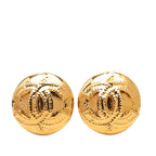 Chanel Vintage CC Logo Earrings Gold Plated