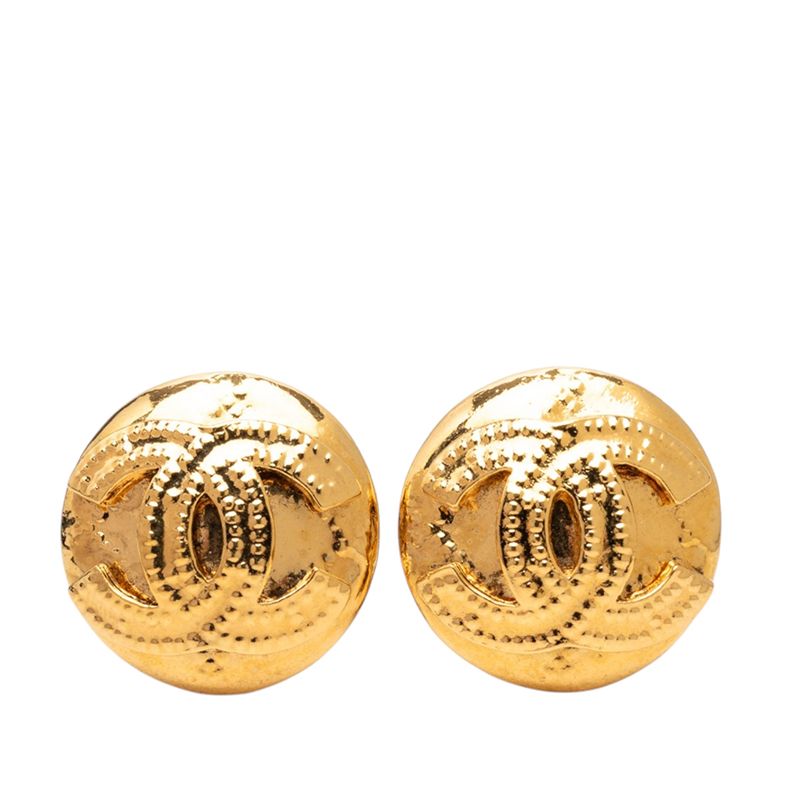 Chanel Vintage CC Logo Earrings Gold Plated