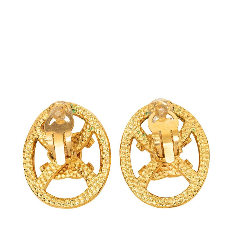 Chanel Vintage CC Logo Earrings Gold Plated — view 2