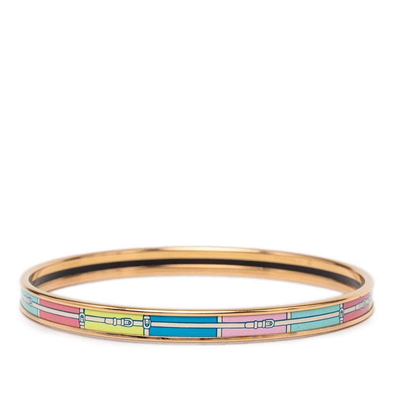 Hermes Enamel Belt Motif Bangle Gold Multicolor Plated 1- Bracelet — view 2