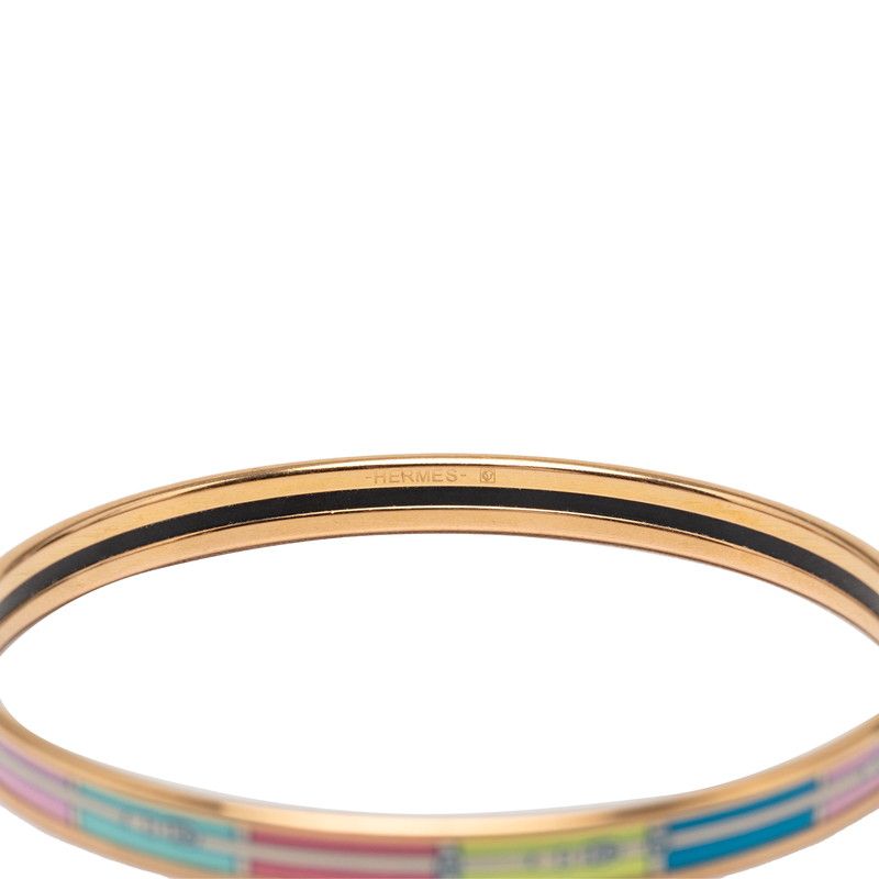 Hermes Enamel Belt Motif Bangle Gold Multicolor Plated 1- Bracelet — view 5