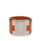 Hermes Lurie Ring M Orange Silver Leather Metal