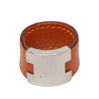 Hermes Lurie Ring M Orange Silver Leather Metal — view 4