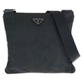 Prada Tessuto Saffiano Black Silver Nylon Leather Shoulder