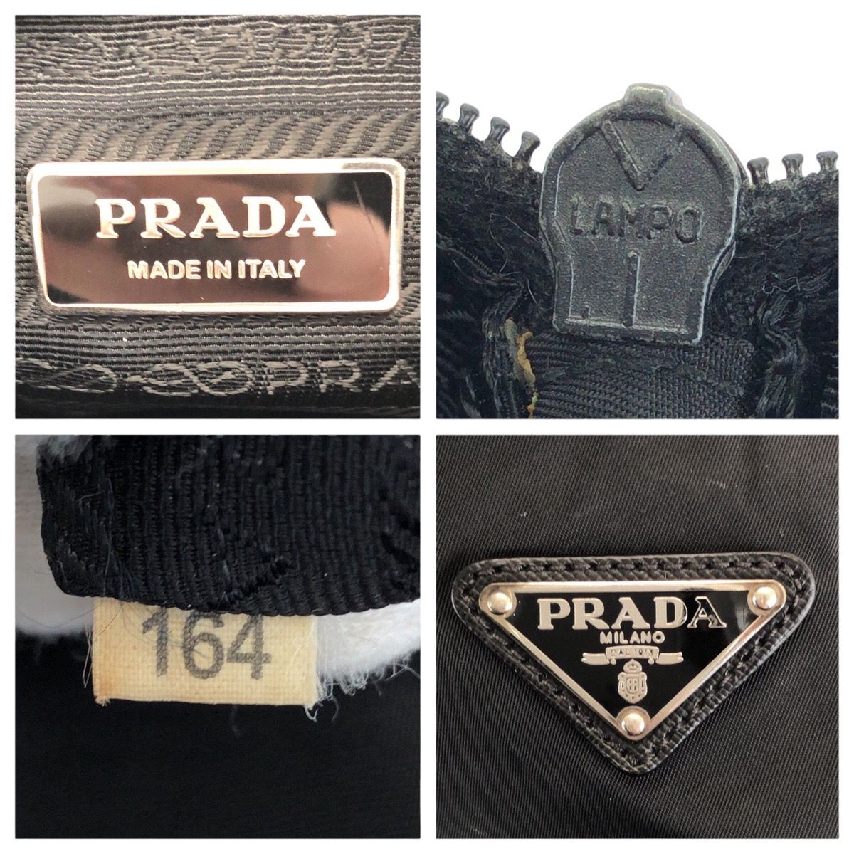 Prada Tessuto Saffiano Black Silver Nylon Leather Shoulder — view 4
