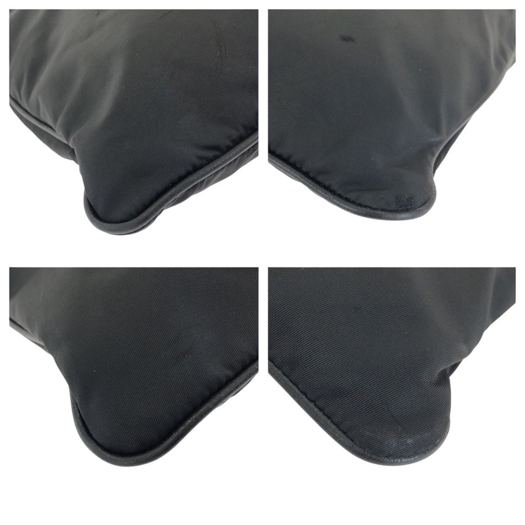 Prada Tessuto Saffiano Black Silver Nylon Leather Shoulder — view 3