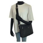 Prada Tessuto Black Silver Nylon Shoulder — view 7