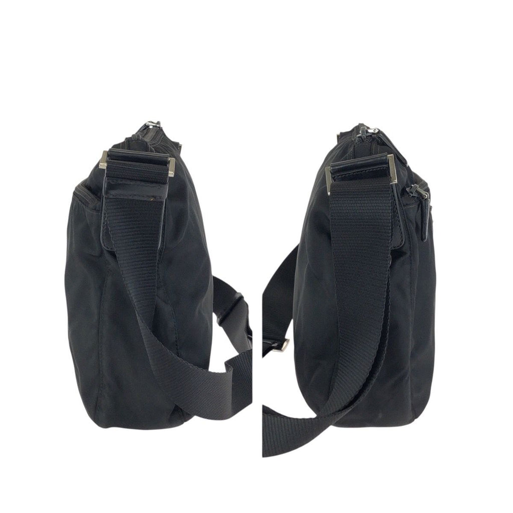 Prada Tessuto Black Silver Nylon Shoulder — view 8