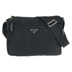 Prada Tessuto Black Silver Nylon Shoulder