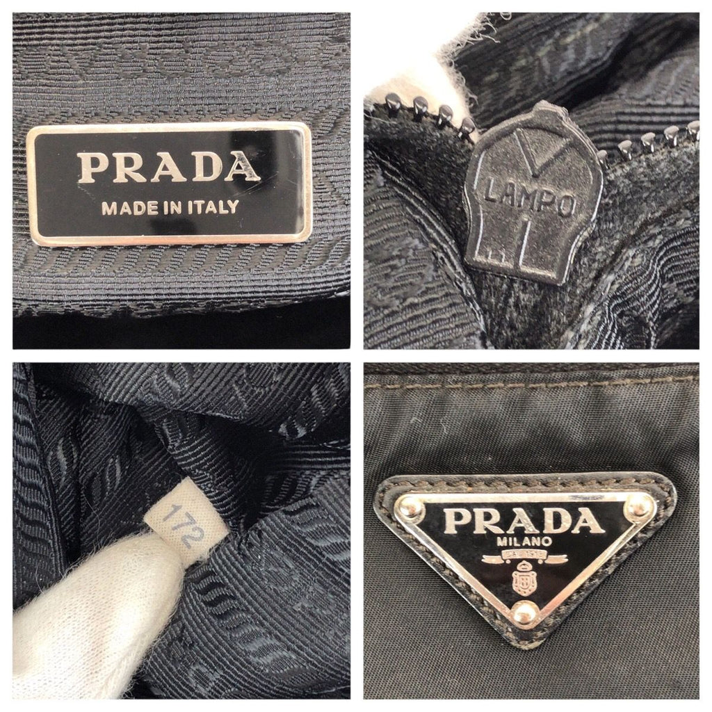 Prada Tessuto Black Silver Nylon Shoulder — view 4