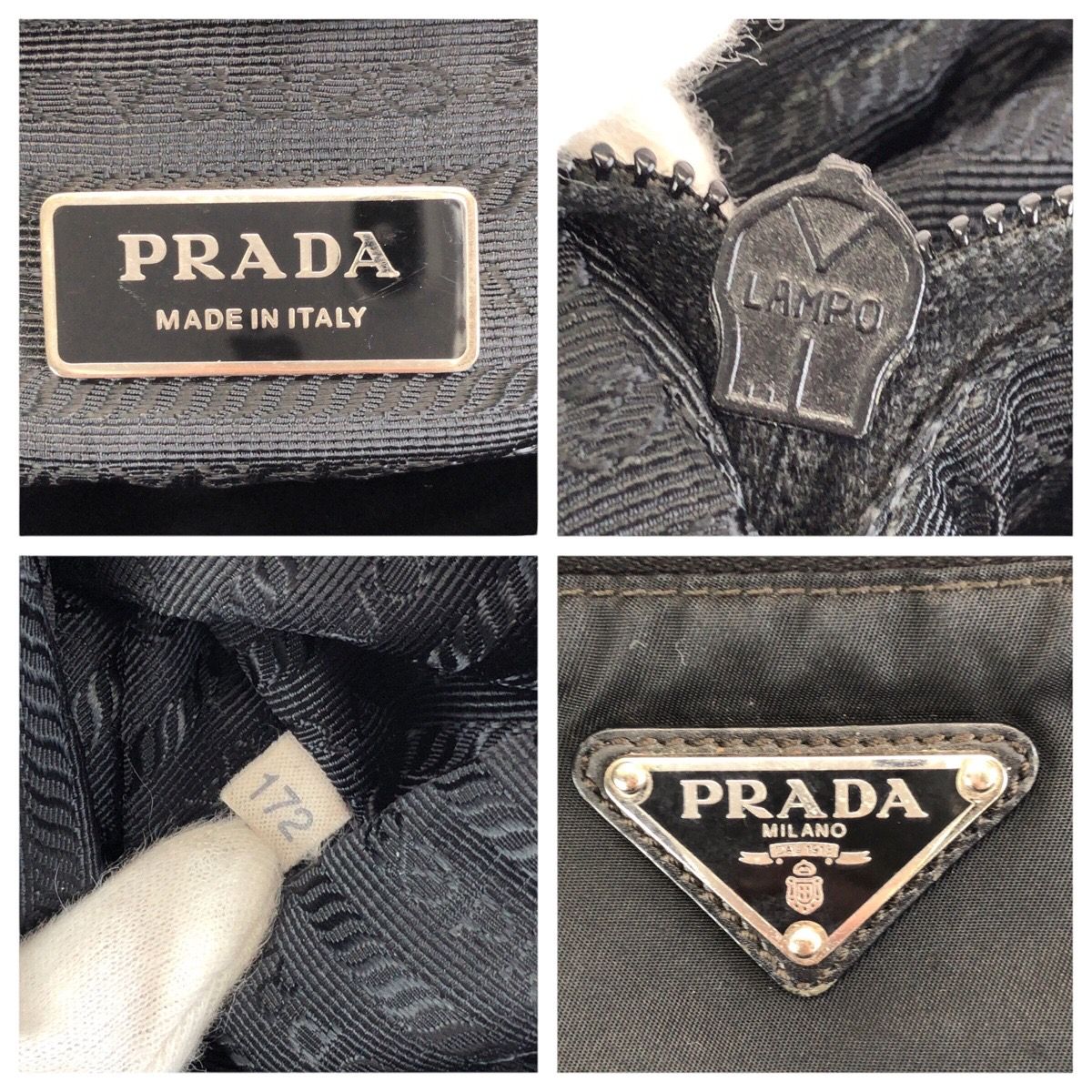Prada Tessuto Black Silver Nylon Shoulder — view 4