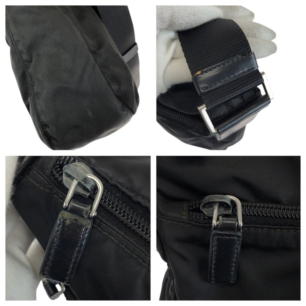 Prada Tessuto Black Silver Nylon Shoulder — view 6